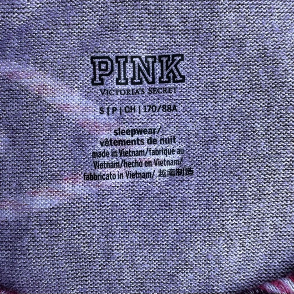 PINK Victoria's Secret Cozy Heather Purple Candy Cane Hearts Sleepwear Top Small